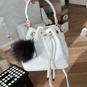 pressed crocodile effect mini bucket bag